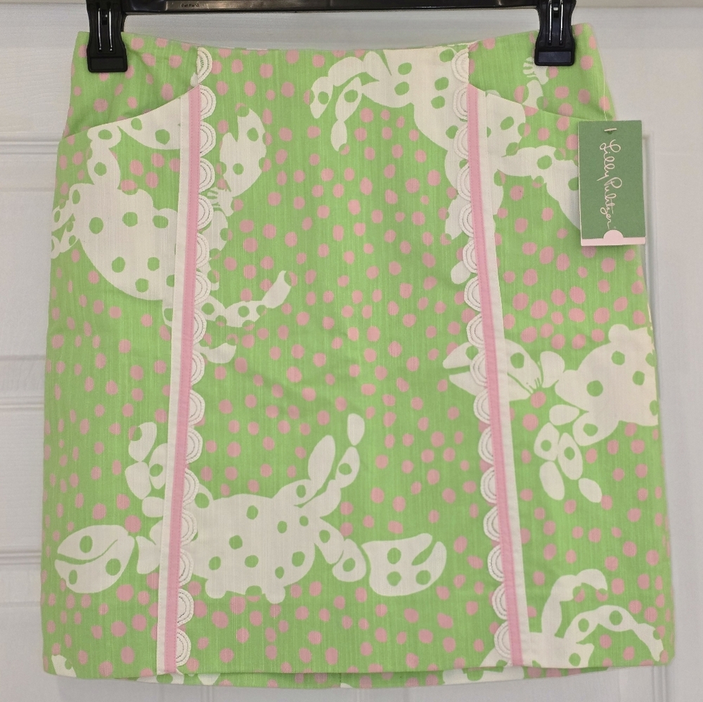 Lilly Pulitzer Green and Pink Polka Dot Mini Skirt